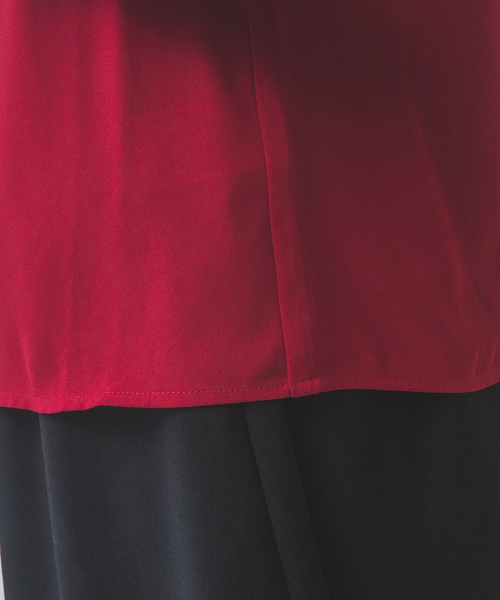 NARACAMICIE（ナラカミーチェ）の「【NARACAMICIE】無地ジョーゼットラッフルボウタイ長袖ブラウス（シャツ/ブラウス・レディース・レッド/ブラック/ネイビー・M/L/S）」の8枚目の写真