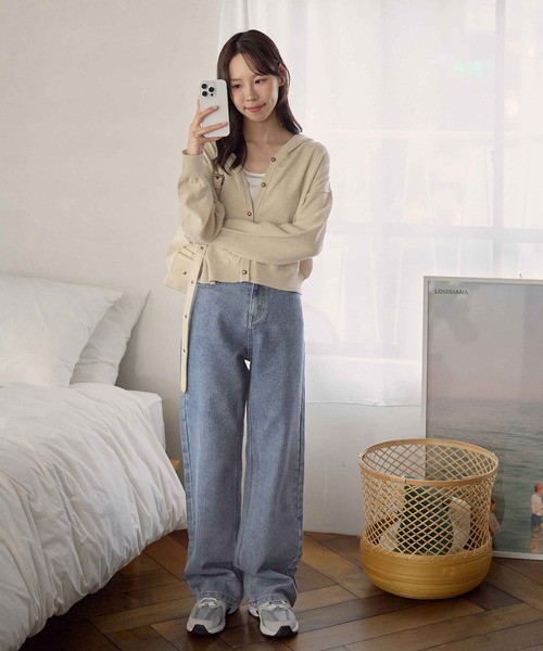 CHAN ME（チャンミ）の「ストライプストレートワイドデニムパンツ（デニムパンツ・レディース・ブラック/インディゴブルー/ブルー系その他・LARGE/MEDIUM/SMALL）」の12枚目の写真