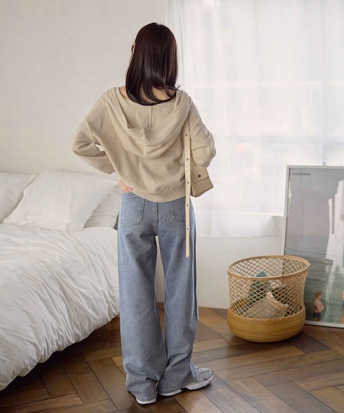 CHAN ME（チャンミ）の「ストライプストレートワイドデニムパンツ（デニムパンツ・レディース・ブラック/インディゴブルー/ブルー系その他・LARGE/MEDIUM/SMALL）」の18枚目の写真