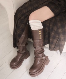 mellowneon（メロウネオン）の「2way厚底ギャザーロングブーツ（ブーツ）」