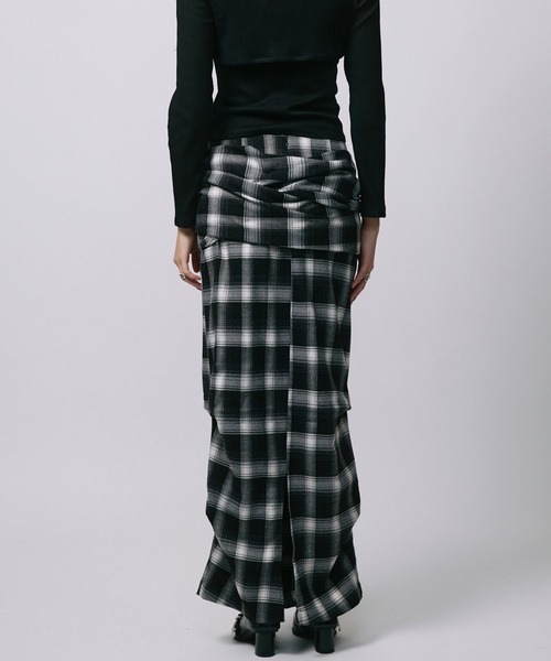 led.tokyo（レッドトウキョウ）の「【led.tokyo】DRAPE LONG SKIRT/ドレープロングスカート（スカート・レディース・ブラック/チェック・FREE）」の17枚目の写真