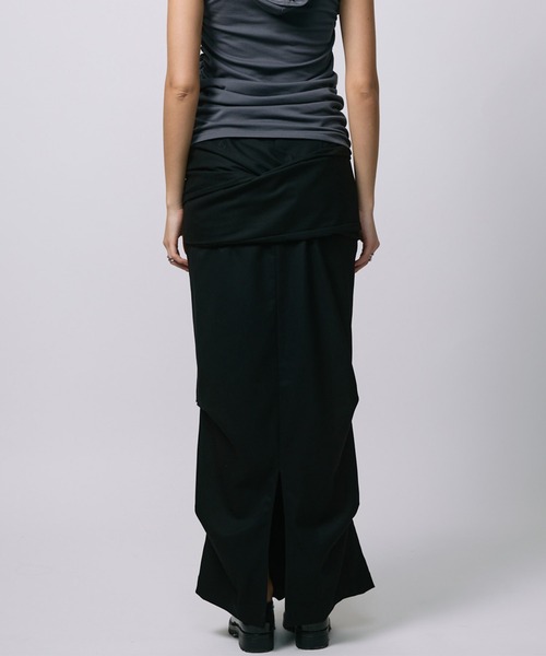led.tokyo（レッドトウキョウ）の「【led.tokyo】DRAPE LONG SKIRT/ドレープロングスカート（スカート・レディース・ブラック/チェック・FREE）」の9枚目の写真