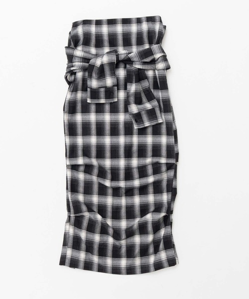 led.tokyo（レッドトウキョウ）の「【led.tokyo】DRAPE LONG SKIRT/ドレープロングスカート（スカート・レディース・ブラック/チェック・FREE）」の21枚目の写真