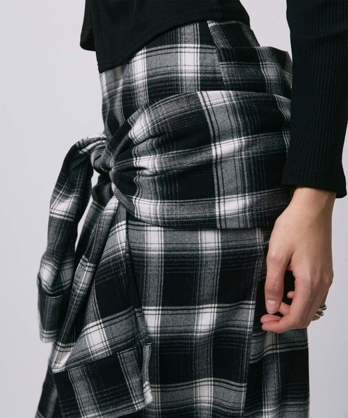 led.tokyo（レッドトウキョウ）の「【led.tokyo】DRAPE LONG SKIRT/ドレープロングスカート（スカート・レディース・ブラック/チェック・FREE）」の19枚目の写真