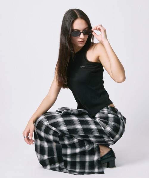 led.tokyo（レッドトウキョウ）の「【led.tokyo】DRAPE LONG SKIRT/ドレープロングスカート（スカート・レディース・ブラック/チェック・FREE）」の13枚目の写真