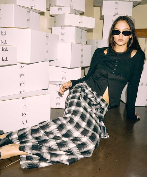 led.tokyo（レッドトウキョウ）の「【led.tokyo】DRAPE LONG SKIRT/ドレープロングスカート（スカート・レディース・ブラック/チェック・FREE）」の20枚目の写真