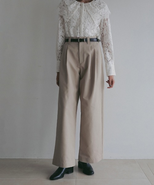 MANOF(マノフ)の「2TUCK CHINO PANTS(チノパンツ・レディース・ベージュ/ミント/ブラック・S/M)」の2枚目の写真