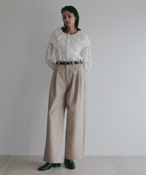 MANOF(マノフ)の「2TUCK CHINO PANTS(チノパンツ・レディース・ベージュ/ミント/ブラック・S/M)」の13枚目の写真