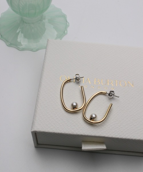 「OLIVIA BURTON/オリビアバートン」クラシック - パール＆ビーズ パール ゴールド フープ ピアス