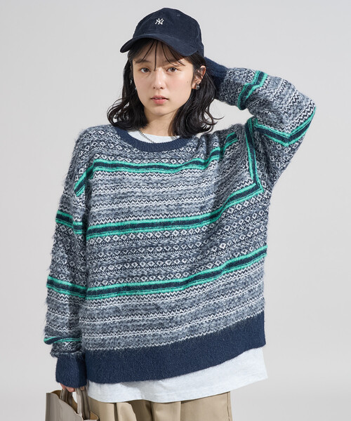 FREAK'S STORE(フリークスストア)の「柄マルチニットプルオーバー(ニット/セーター・レディース・ベージュ/ネイビー/ブラウン・フリ-)」の22枚目の写真