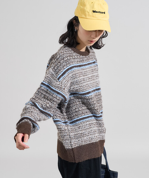 FREAK'S STORE(フリークスストア)の「柄マルチニットプルオーバー(ニット/セーター・レディース・ベージュ/ネイビー/ブラウン・フリ-)」の15枚目の写真