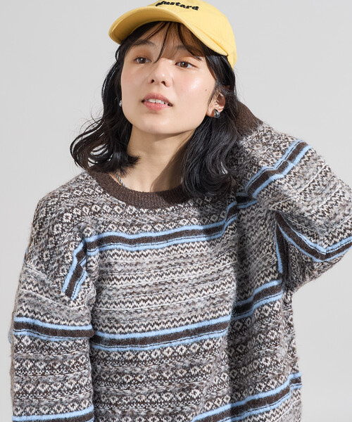 FREAK'S STORE(フリークスストア)の「柄マルチニットプルオーバー(ニット/セーター・レディース・ベージュ/ネイビー/ブラウン・フリ-)」の14枚目の写真