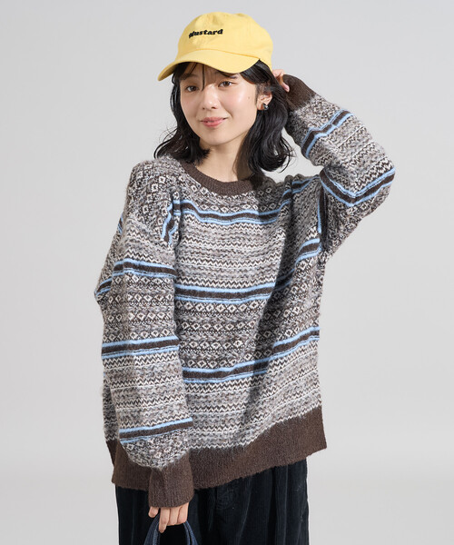 FREAK'S STORE(フリークスストア)の「柄マルチニットプルオーバー(ニット/セーター・レディース・ベージュ/ネイビー/ブラウン・フリ-)」の12枚目の写真