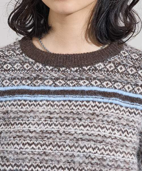 FREAK'S STORE(フリークスストア)の「柄マルチニットプルオーバー(ニット/セーター・レディース・ベージュ/ネイビー/ブラウン・フリ-)」の7枚目の写真