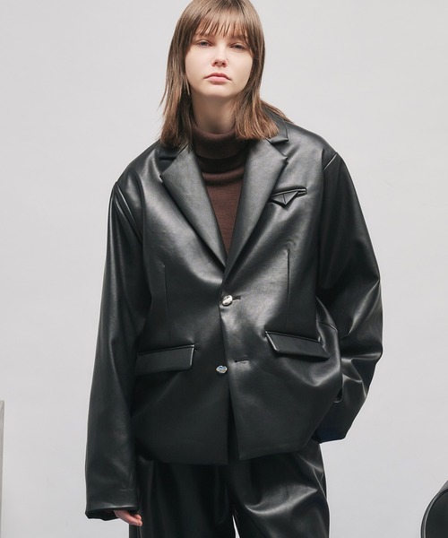 selle glant（セレグランテ）の「SINGLE-BREASTED DESIGN TAILORED JACKET/シングルブレストデザインテーラードジャケット【SET-UP着用可】（テーラードジャケット・メンズ・ブラック系/ブラック/グレー/ダークブラウン系/ブラック系1/ブラック系2・SMALL/MEDIUM/LARGE）」の4枚目の写真