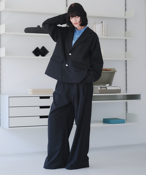 selle glant（セレグランテ）の「SINGLE-BREASTED DESIGN TAILORED JACKET/シングルブレストデザインテーラードジャケット【SET-UP着用可】（テーラードジャケット・メンズ・ブラック系/ブラック/グレー/ダークブラウン系/ブラック系1/ブラック系2・SMALL/MEDIUM/LARGE）」の7枚目の写真