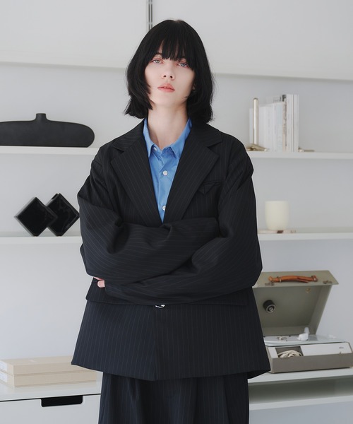 selle glant（セレグランテ）の「SINGLE-BREASTED DESIGN TAILORED JACKET/シングルブレストデザインテーラードジャケット【SET-UP着用可】（テーラードジャケット・メンズ・ブラック系/ブラック/グレー/ダークブラウン系/ブラック系1/ブラック系2・SMALL/MEDIUM/LARGE）」の11枚目の写真