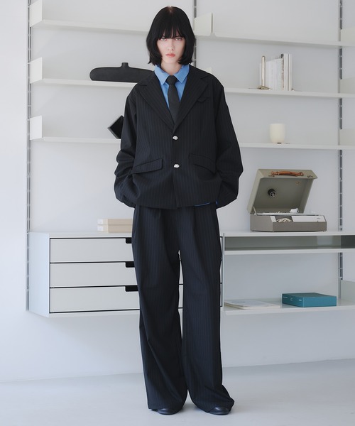 ダークブルー シングルブレスト スーツジャケット シングルブレストスーツ シルキーフィニッシュ グリザイユ