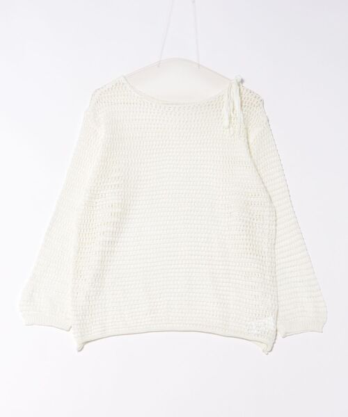 H.TOKYO（エイチトウキョウ）の「メッシュ編み ウエストリボン チュニック丈ニット（ニット/セーター・レディース・ベージュ/ホワイト/ブラック・FREE）」の8枚目の写真