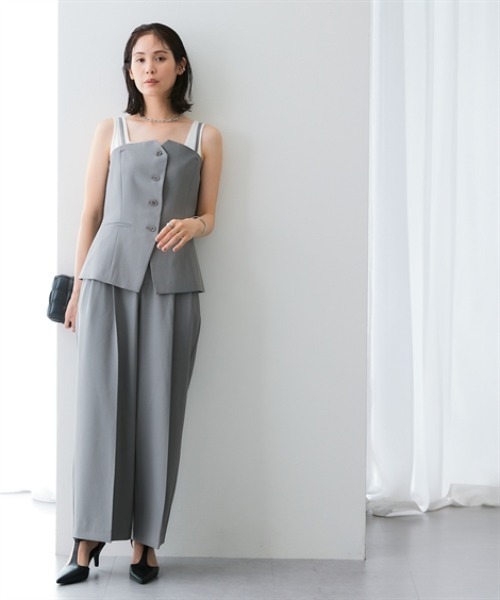 7days Life Styling（セブンデイズライフスタイリング）の「【みさとさんコラボ】センタープレスタックワイドパンツ（しわになりにくい・UVカット）＜大きいサイズ有＞（スラックス・レディース・ブラック/グレー・M/L/LL/3L/TM/TL/TLL/T3L）」の3枚目の写真