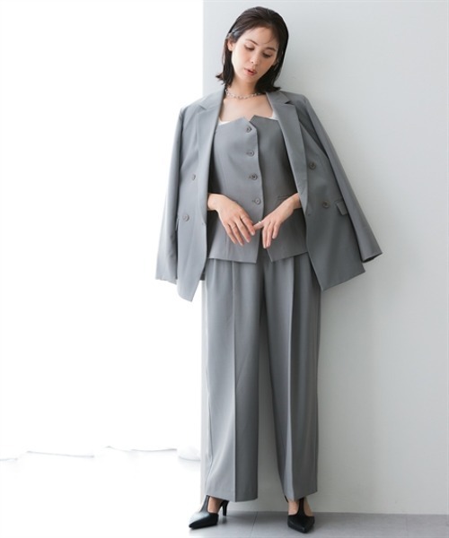 7days Life Styling（セブンデイズライフスタイリング）の「【みさとさんコラボ】センタープレスタックワイドパンツ（しわになりにくい・UVカット）＜大きいサイズ有＞（スラックス・レディース・ブラック/グレー・M/L/LL/3L/TM/TL/TLL/T3L）」の4枚目の写真