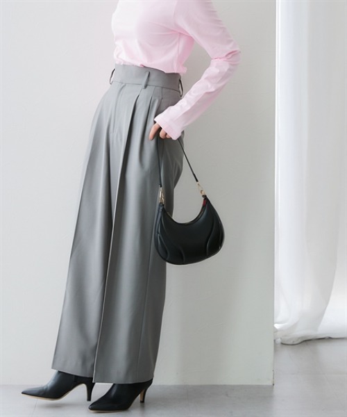 7days Life Styling（セブンデイズライフスタイリング）の「【みさとさんコラボ】センタープレスタックワイドパンツ（しわになりにくい・UVカット）＜大きいサイズ有＞（スラックス・レディース・ブラック/グレー・M/L/LL/3L/TM/TL/TLL/T3L）」の6枚目の写真