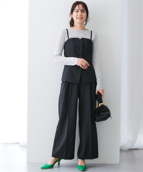 7days Life Styling（セブンデイズライフスタイリング）の「【みさとさんコラボ】センタープレスタックワイドパンツ（しわになりにくい・UVカット）＜大きいサイズ有＞（スラックス・レディース・ブラック/グレー・M/L/LL/3L/TM/TL/TLL/T3L）」の7枚目の写真