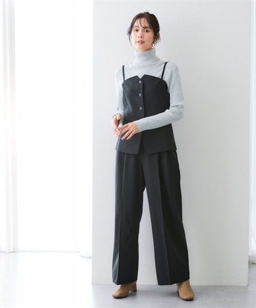 7days Life Styling（セブンデイズライフスタイリング）の「【みさとさんコラボ】センタープレスタックワイドパンツ（しわになりにくい・UVカット）＜大きいサイズ有＞（スラックス・レディース・ブラック/グレー・M/L/LL/3L/TM/TL/TLL/T3L）」の8枚目の写真