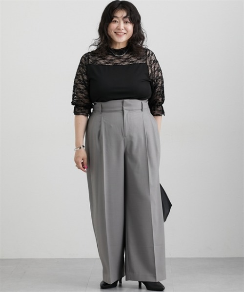 7days Life Styling（セブンデイズライフスタイリング）の「【みさとさんコラボ】センタープレスタックワイドパンツ（しわになりにくい・UVカット）＜大きいサイズ有＞（スラックス・レディース・ブラック/グレー・M/L/LL/3L/TM/TL/TLL/T3L）」の10枚目の写真