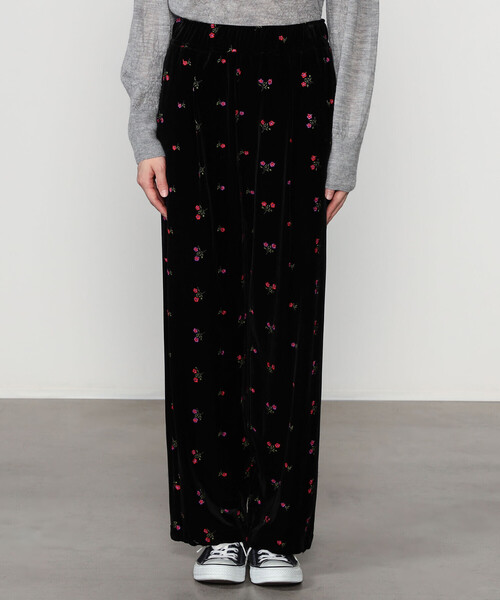 TICCA | 〈別注〉 フラワーエンブロイダリー ベロアパンツ WOMEN