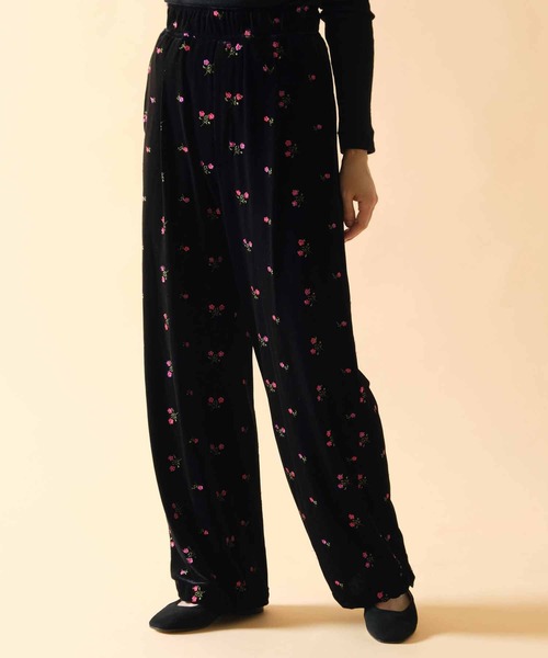 TICCA | 〈別注〉 フラワーエンブロイダリー ベロアパンツ WOMEN