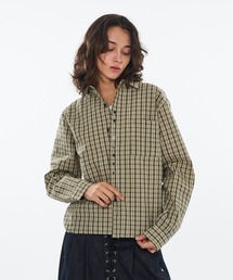 WISH FOR EVER(EBbVtH[Go[)FAKE BOTTON SEERSUCKER SHORT LONG SLEEVE SHIRT / tFCN{^VATbJ[V[gOX[uVc(Vc/uEX)