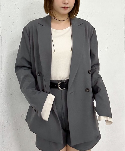 archives（アルシーヴ）の「【ＳＥＴＵＰ対応】ダブルプレストテーラージャケット（テーラードジャケット・レディース・ブラウン/グレー/ブラック/モカ・MEDIUM）」の12枚目の写真