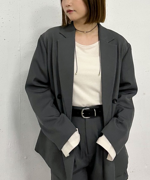 archives（アルシーヴ）の「【ＳＥＴＵＰ対応】ダブルプレストテーラージャケット（テーラードジャケット・レディース・ブラウン/グレー/ブラック/モカ・MEDIUM）」の14枚目の写真