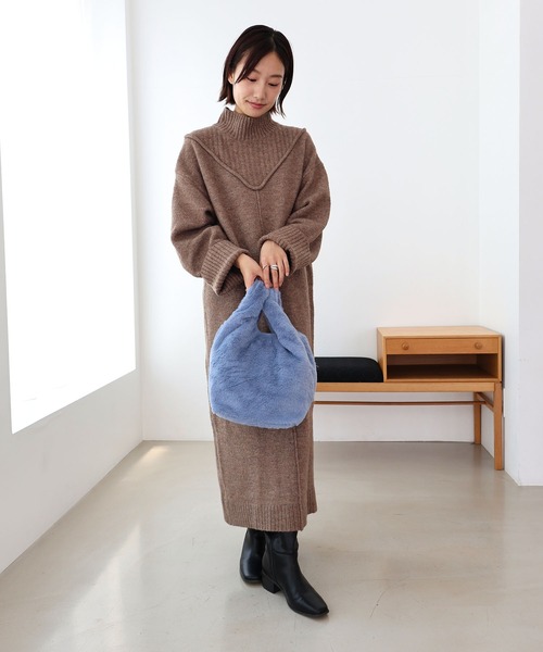 T・S・L（ティーエスエル）の「エコファーショッパーバッグ（トートバッグ・レディース・ホワイト/チャコールグレー/グレイッシュベージュ/サックスブルー/イエロー/ピンク・FREE）」の16枚目の写真