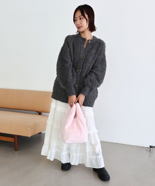 T・S・L（ティーエスエル）の「エコファーショッパーバッグ（トートバッグ・レディース・ホワイト/チャコールグレー/グレイッシュベージュ/サックスブルー/イエロー/ピンク・FREE）」の20枚目の写真