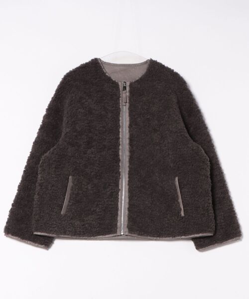 LAULEN(ローレン)の「front zip volume boa blouson /フロントジップボリュームボアブルゾン(ブルゾン・レディース・グレー/アイボリー・FREE)」の10枚目の写真