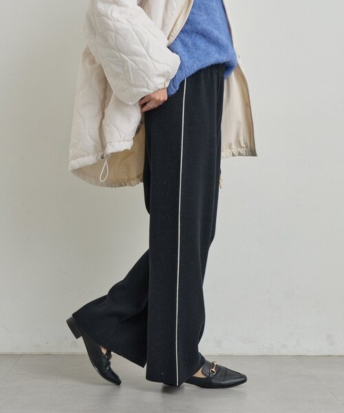 un dix cors（アンディコール）の「《リラクシーな履き心地》サイドラインニットパンツ（スウェットパンツ・レディース・ブラック/グレー・FREE）」の5枚目の写真