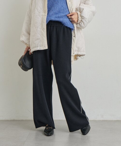 un dix cors（アンディコール）の「《リラクシーな履き心地》サイドラインニットパンツ（スウェットパンツ・レディース・ブラック/グレー・FREE）」の7枚目の写真