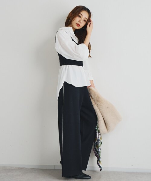 リラクシーな履き心地》サイドラインニットパンツ