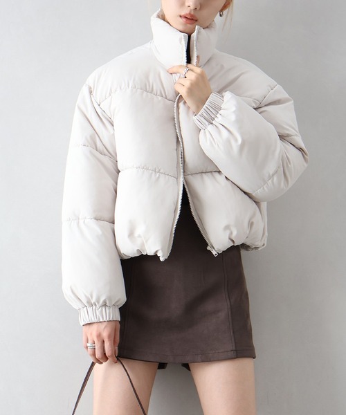 SpRay（スプレイ）の「中綿スタンドショートジャケット（ダウンジャケット/コート・レディース・ブラック/サックスブルー/アイボリー/モカ・FREE）」の2枚目の写真