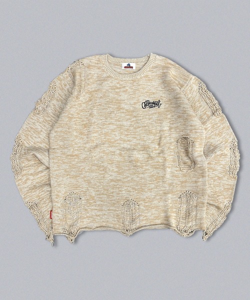 Пуловер с эффектом повреждения (damaged knit)