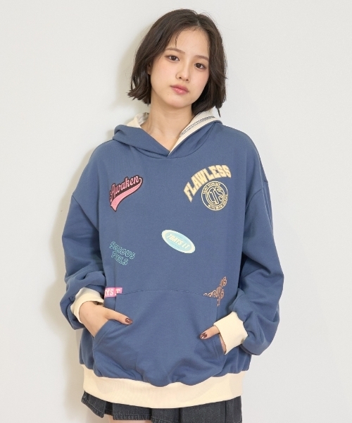 ブルー フード付き パーカー XS ムラサキスポーツ（MURASAKI SPORTS） パーカー BEVERY HILLS P.C