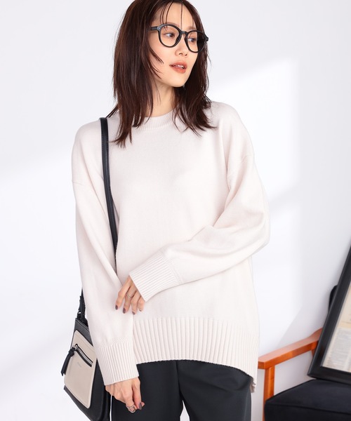 GALLORIA（ギャローリア）の「バッグスリットニット（ニット/セーター・レディース・オートミール/モカ/オレンジ/エメラルド・L/LL/S/M）」の2枚目の写真