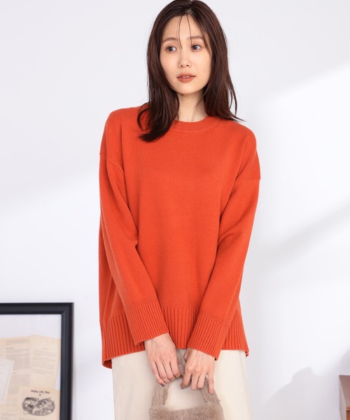 GALLORIA（ギャローリア）の「バッグスリットニット（ニット/セーター・レディース・オートミール/モカ/オレンジ/エメラルド・L/LL/S/M）」の4枚目の写真