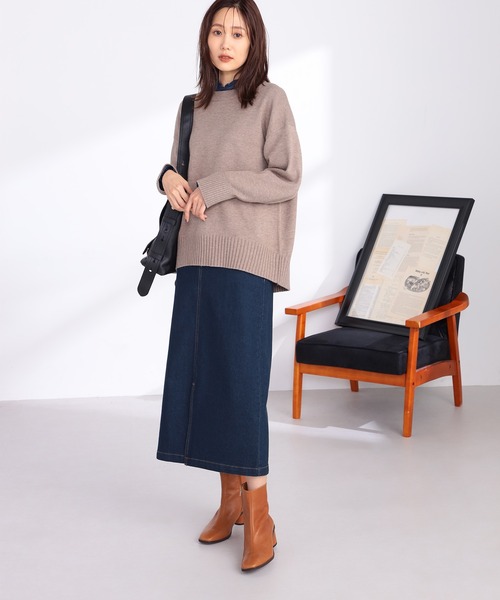 GALLORIA（ギャローリア）の「バッグスリットニット（ニット/セーター・レディース・オートミール/モカ/オレンジ/エメラルド・L/LL/S/M）」の5枚目の写真