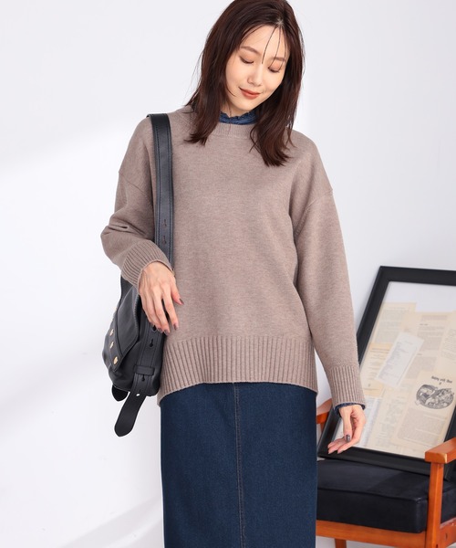 GALLORIA（ギャローリア）の「バッグスリットニット（ニット/セーター・レディース・オートミール/モカ/オレンジ/エメラルド・L/LL/S/M）」の6枚目の写真