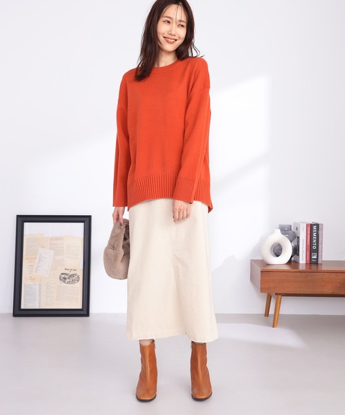 GALLORIA（ギャローリア）の「バッグスリットニット（ニット/セーター・レディース・オートミール/モカ/オレンジ/エメラルド・L/LL/S/M）」の11枚目の写真