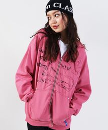 SEQUENZ（シークエンズ）の「【SEQUENZ（シークエンズ）】SQNZ ZIP P/K / ジップパーカー 裏起毛 フーディ スタッズ 加工 ワッペン プリント（パーカー・レディース）」