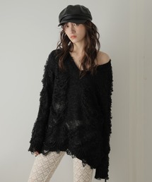 Ulysses | ダメージ加工オーバーサイズVネックニット(ニット/セーター)